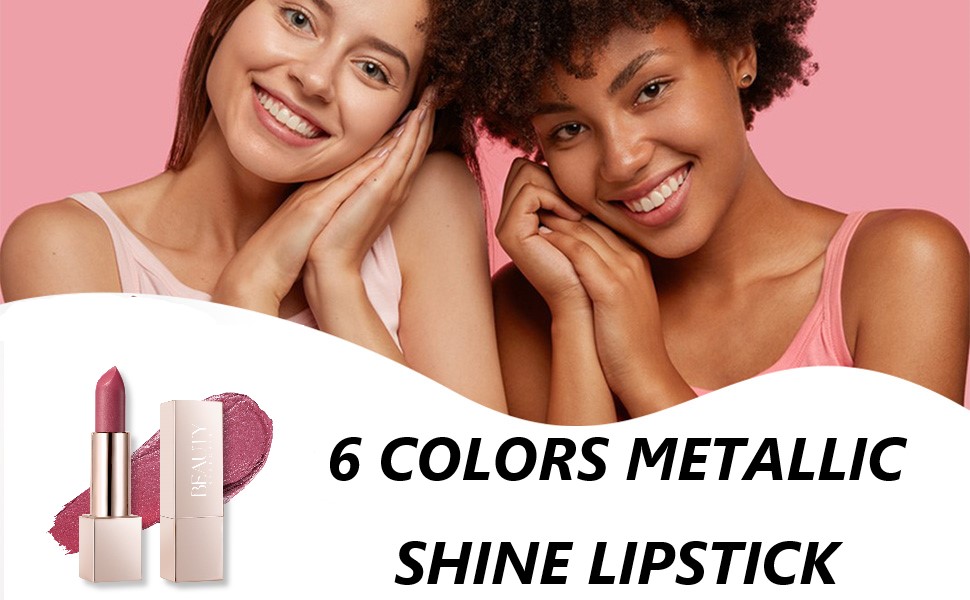 Metallic Shine Lip Balm Glossy Natural Hydrating Nude Velvet Red Lipstick Pen for Fuller Lips