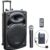 Ibiza – PORT15VHF-BT – Altavoz portátil 15″/800W MAX con 2 micrófonos (VHF), Mando a Distancia y Funda Protectora – Bluetooth, USB, SD – 6 a 8h de autonomía