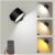 Feallive Lámpara de Pared, Aplique Led Interior con Mando a Distancia Regulable con Batería Recargable Control Táctil 3 Niveles de Luminosidad 3 Modos de Color Orientable 360º para Dormitorio Negro