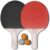 BuMart – Set de Palas Ping Pong 2 + 3 Pelotas de Ping Pong Basicas – Raquetas Ping Pong de Madera y Goma para Principiates