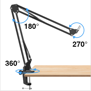 Brazo Microfono, Soporte Microfono Ajustable Profesional con Adaptador