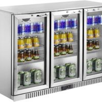 METRO Professional Frigorífico para bebidas GBC 3003S, 135 x 53 x 86,5 cm, 308 L, 160 W, con cerradura, descongelación automática, iluminación LED (308 L - Plata)