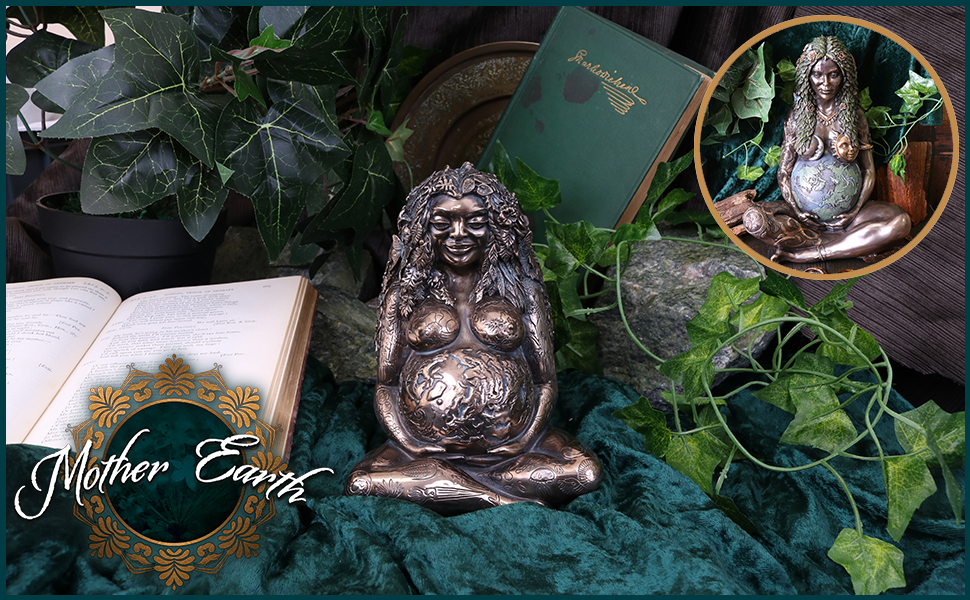 madre tierra bronce, arte gaia, oberon zell, madre naturaleza, etéreo, celestial, estatua, adorno