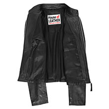 Zoe Blk 4 - Chaqueta de motociclista de piel auténtica para mujer