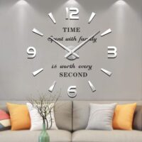 VANGOLD DIY Reloj de Pared sin Marco Espejo Grande 3D Sticker-2 años de garantía (Plata)