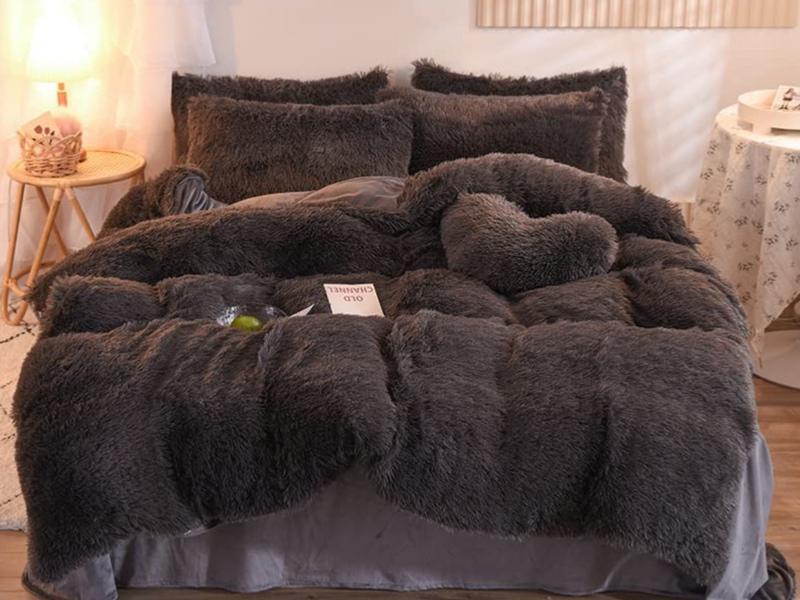 Gris oscuro Gary Fluf Fluffy Warm Winter King Double Teddy Fleece Throw 