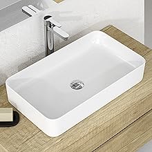 Lavabo Cerámico sobre Encimera Blanco Rectangular