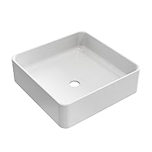 Lavabo Cerámico sobre Encimera Blanco Cuadrado