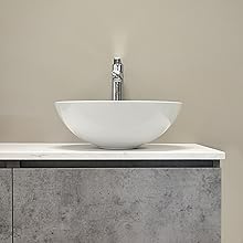 Lavabo Cerámico sobre Encimera Blanco Curvo