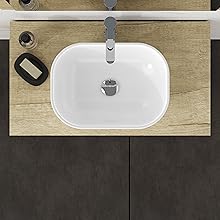 Lavabo Cerámico sobre Encimera Blanco Ovalado
