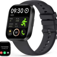 Sookot Reloj inteligente con función de llamada, 1.96" Full Touch Bluetooth Call Smartwatch para mujeres y hombres, rastreador de fitness con monitor de frecuencia cardíaca, compatible con iOS Android