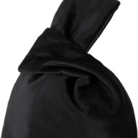 Muka Bolso de Mano Bolsos de Fiesta con Nudo de Terciopelo Estilo Japonés Bolsa Negro de Noche para Mujer Puedes Usar en Boda