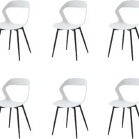 GrandCA HOME Juego de 6 Sillas de Comedor o Silla de Oficina con Patas de Metal, Sillas de Cocina para Sala de Estar, Comedor, Sala de Reuniones, Blanco + Negro
