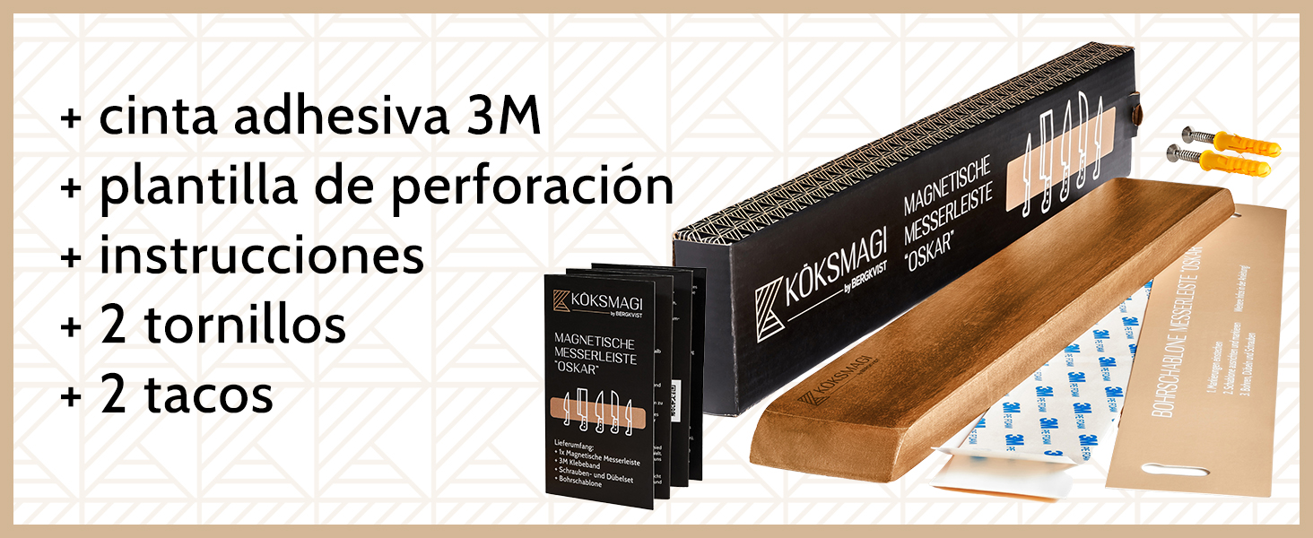 KÖKSMAGI Barra magnética para cuchillos portacuchillos magnético de madera imán fuerte cuchillos
