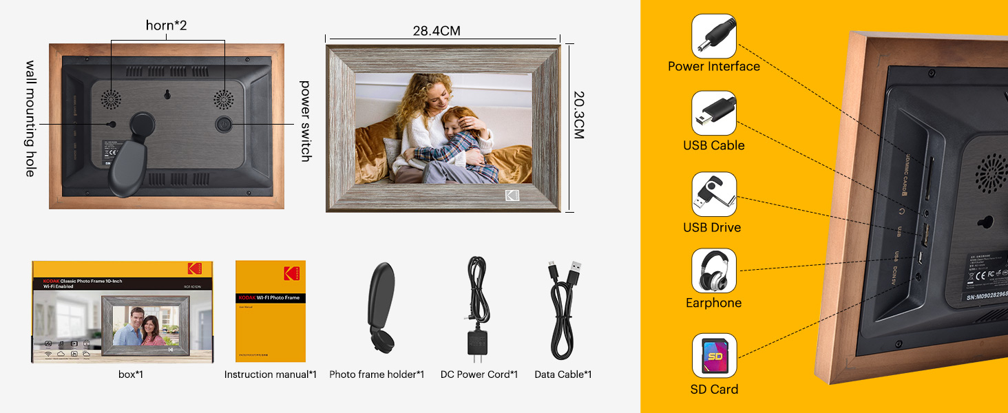 KODAK Wooden WiFi Digital Photo Frame