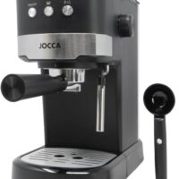 Jocca - Cafetera Expresso 20 Bares con Vaporizador, 1100W, Deposito 1.25L Desmontable, Metal, Negro