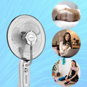 MPM MWP-20 Ventilador de Pie con Nebulizador de Agua, Función Humidificación, Ventilador con Agua 