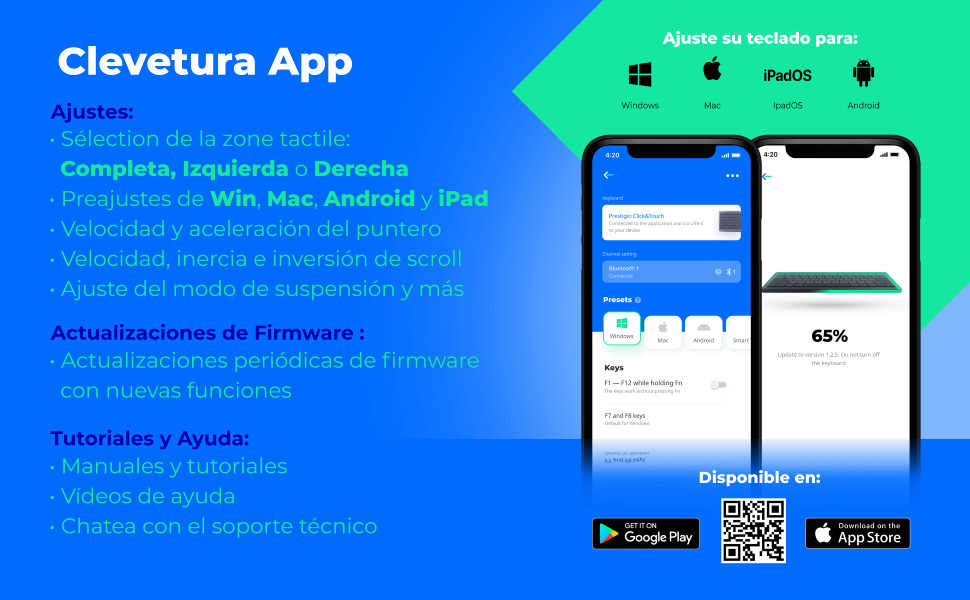 Teclado inalámbrico, tableta, iPad, teclado táctil, Bluetooth, inalámbrico, Smart TV, iPad  