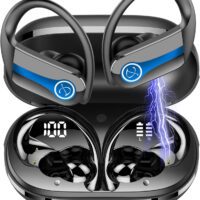 Auriculares Inalambricos Deportivos, 2023, Bluetooth 5.3, Hi-Fi Estéreo, Dual LED Pantalla, Llamadas Nítidas, HD Micrófono, Controladore 13 mm Bass Potentes, Azul