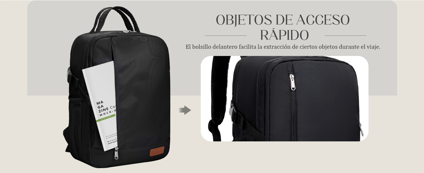 mochila viaje cabina avion
