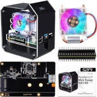 GeeekPi Raspberry Pi Mini Tower NAS Case, Raspberry Pi ICE Tower Cooler con ventilador PWM RGB, placa de expansión M.2 SATA SSD, placa de expansión GPIO 1 a 2 para Raspberry Pi 4 Modelo B 2GB 4GB 8GB