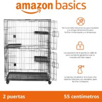 Amazon Basics Jaula grande de 3 niveles Duradero,Seguro para gato...