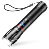 Blukar Linterna LED Recargable, Super Brillante Linternas de Aluminio con 5 Modos de Luz, 2000L Flashlight de Mano Impermeable Enfoque Ajustable para Camping, Senderismo, Emergencia, DIY