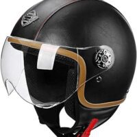 Casco De Moto Abierto Vintage, Motocicleta Eléctrica Retro Con Visera De Casco, Certificado ECE/DOT, Hombre Y Mujer Universal, Color Vintage, Talla L=58-60CM