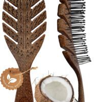 Cepillo antitirones, Cepillo cerdas naturales, Cepillo Pelo Largo, Antitirones para Cabello Seco, hecho a base de coco, peine rizos, peine hombre, mujeres, niñas, Para Todo Tipo de Cabello