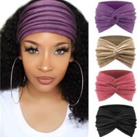 DRESHOW 4 Piezas Diadema Para Mujer Turbante Bohemia Elástico Cinta Banda para El Cabello Diadema Accesorios Para El Cabello