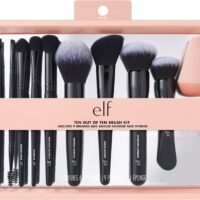 e.l.f. Juego de 10 brochas para maquillaje facial, ojos, cejas y más, hechas con cerdas sintéticas, veganas y libres de crueldad animal