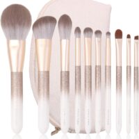 ENZO KEN Juego de Brochas de Maquillaje de Pelo Natural Profesional, Juego de Brochas de Maquillaje de Pelo de Zorro con Estuche, Juego de Brochas de Maquillaje Profesional, Brochas de Maquillaje