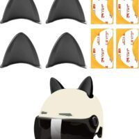 Flaconi 4PCS Decoración para Casco de Motocicleta,Casco Moto Orejas De Gato,Casco Moto Orejas Gato Decorativas Lindo,Pegatinas Casco Kit,Calcomanías de Decoración de Casco para Bicicleta (Negro)