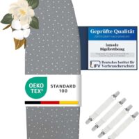 Funda para Tabla de Planchar 120x40 cm - Funda para Tabla de Planchar de algodón 100% - Apta para Planchado con Vapor - Acolchado Extra Grueso + elástico y Tensor, 115-122 cm - 35-45 cm