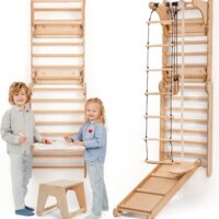 Goodevas - Juego de juegos de escalada de madera de interior para niños pequeños y de 1 a 7 años de edad - Escalera sueca para juegos de interior