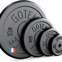 GOTEN | Discos Pesas - Hierro Fundido - 25 mm / 1 Pulgada - 2,5 kg / 5 kg / 10 kg - Negro - Made in France | Musculación/Fitness