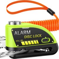 HAPYTHDA Alarma de bloqueo de bicicleta con 120 dB, bloqueo de disco para motocicleta, antirrobo, para casco de freno de motocicleta de 7 mm, bloqueo de rueda, accesorios de ciclomotor, recargables,