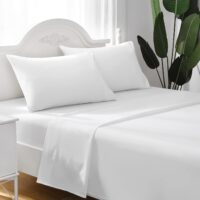 ILAVANDE White Queen Hotel - Juego de sábanas de Microfibra de 4 Piezas, súper Suave, Serie 1800, sin Arrugas y Transpirable, Profundidad de 14 Bolsillos para Cama tamaño Queen