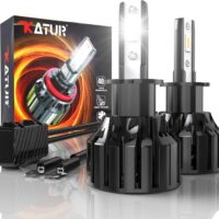 KATUR Bombilla H3 Led, 80W 16000LM 6000K Blanco frío 400% Brillo Superbrillante ángulo de haz ajustable de 360 grados Bombillas H3 Led Coche Xenon Kit de conversión IP65 Impermeable, 1 par