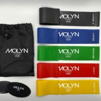 Kit de Bandas Elásticas de Resistencia (5 Niveles) + 2 Deslizadores - Bandas de Ejercicio para Entrenamiento en Casa, Yoga, Pilates, Fitness - Molyn Fitness