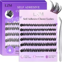 LZM Pestañas Postizas Self Adhesive - D Curl Press on Pestañas Individuales, Preencoladas Extensiones de pestañas DIY Aspecto Natural (10-14mm,TY03)