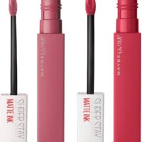 Maybelline New York SuperStay Matte Ink Lip Tint Color 15 Lover + SuperStay Matte Ink Lip Tint Color 80 Ruler - 2 barras de labios con aplicador puntiagudo