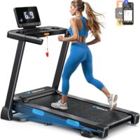 MERACH Cinta de Correr Plegable, 6% Cinta de Correr con Inclinación, 0.8-12km/H Caminadora Electrica para Casa, 2.5HP Walking Pad, Cinta de Andar para Plegable Casa y Oficina, App, Pantalla LED