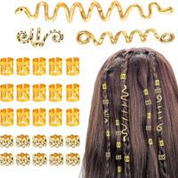 MXTIMWAN 28 Piezas Bobina Joyería El Cabello Anillos, Cabello Trenzas De Metal Accesorio, Ajustables, Puños de Pelo de Metal el Cabello Anillos Para Hombres y Mujeres