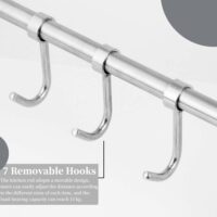 Perchero de Cocina, LYTIVAGEN Colgador de Utensilios de Cocina con 7 Ganchos, Gancho de Cocina Acero Inoxidable Para Baño Cocina Dormitorio (15.5 Pulgadas de Largo)