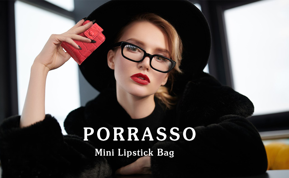 PORRASSO Estuche para Lápiz Labial con Espejo Estuche para Pintalabios Mini Bolsa de Maquillaje!