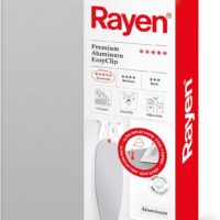 Rayen | Funda Tabla de Planchar | Funda de Planchar Ajustable | Sistema EasyClip | 4 capas: Espuma, Muletón, tejido 100% Algodón y Aluminio | Gama Premium | Medida: 130x47 cm | Gris Claro