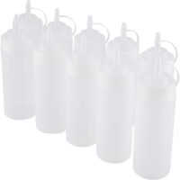 Ruaniy Dispensador de Condimentos, Botella para Apretar, Recargable, Desmontable, 340 Ml, 10 Unidades/Juego con Tapa para, Aceite, Crema, Vinagre(Blanco)