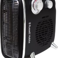 Russell Hobbs RHRETHFH1001B Calefactor Eléctrico de 1800 W/1.8 kW, Ventilador Retro Horizontal/Vertical, con Termostato Ajustable, 2 Ajustes de Temperatura, 20 m2, Control de Dial, Negro