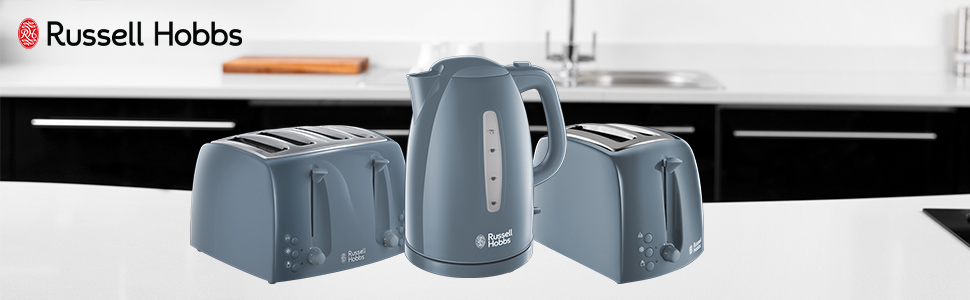 Russell Hobbs 21644 Textures - Tostadora para 2 rebanadas con configuración congelada, cancelar y recalentar, color gris